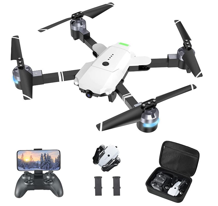 Christmas Gifts ATTOP Drones with Camera for Adults/Kids/Beginners - 1080P FPV Drone with Carrying Case, Foldable RC Drone W/2 Batteries, Altitude Hold, Headless Mode