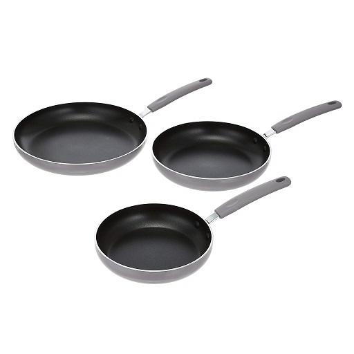 Amazon Basics Ceramic Non-Stick 3-Piece Skillet Set, 8-Inch, 9.5-Inch and 11-Inch, Grey Gray, List Price is $33.75, Now Only $16.88, You Save $16.87