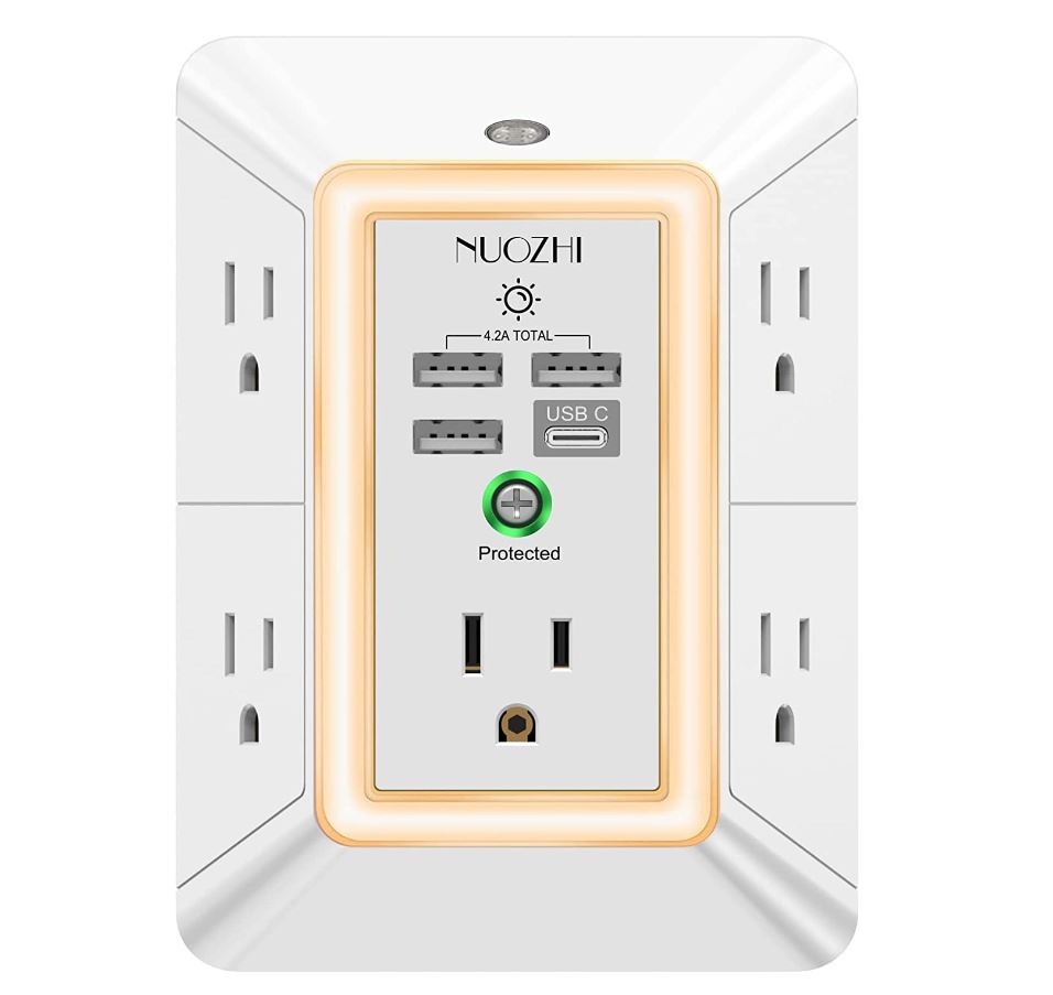 40% OFF NUOZHI 5 Outlet Extender Surge Protector with 4 USB Ports for $11.99 from Amazon
