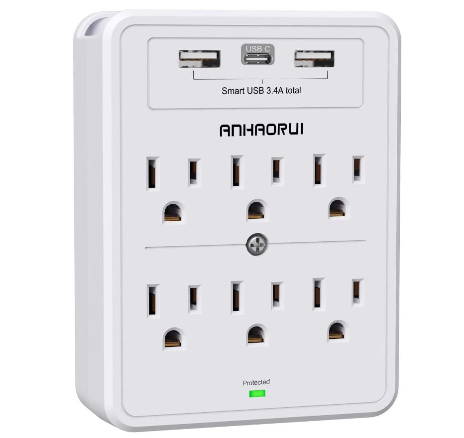 30% OFF ANHAORUI Multi Plug Outlet, 6 Outlet Extender and 3 USB Ports for $9.09 from Amazon