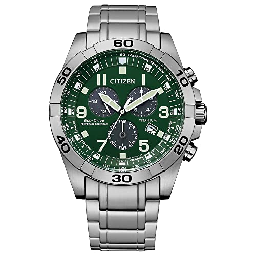 Citizen Men's Eco-Drive BL5550-5X Sport Casual Brycen Chronograph, Super Titanium Steel/Green, List Price is $575, Now Only $220.97, You Save $354.03