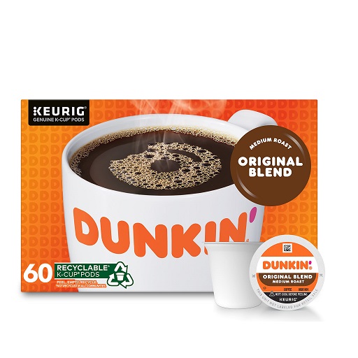 Dunkin' Original Blend Medium Roast Coffee, 60 Keurig K-Cup Pods Original Blend 10 Count (Pack of 6), Now Only $28.63