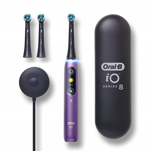 iO Series 8 Electric Toothbrush with 3 Oral-B Replacement Brush Heads, Violet Ametrine iO8 Power Handle Violetametrine, List Price is $249.99, Now Only $119.99