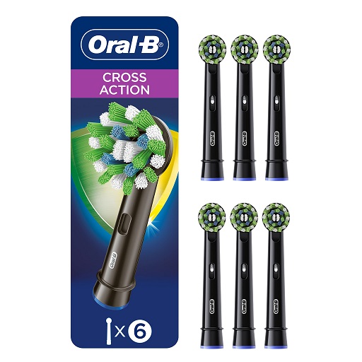 Oral-B CrossAction Electric Toothbrush Replacement Brush Heads, Black, 1 Count (Pack of 6),  Now Only $21.92