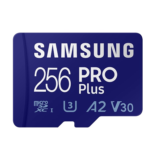 SAMSUNG PRO Plus + Adapter 256GB microSDXC Up to 160MB/s UHS-I, U3, A2, V30, Full HD & 4K UHD Memory Card for Android Smartphones, Tablets, Go Pro and DJI Drone (MB-MD256KA/AM)  $22.49