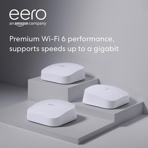 Amazon eero Pro 6 mesh Wi-Fi 6 system | Fast and reliable gigabit speeds | connect 75+ devices | Coverage up to 6,000 sq. ft. | 3-pack, 2020 release, List Price is $599, Now Only $389