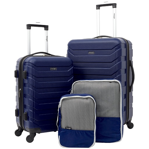 Wrangler 4 Piece Luggage and Packing Cubes Set, Blue, List Price is $149, Now Only $73, You Save $76