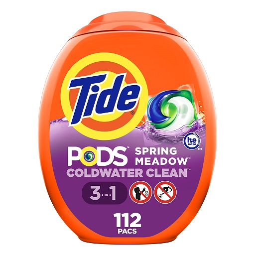 Tide PODS Laundry Detergent Soap Pods, Spring Meadow Scent, 112 count Laundry Detergent PODs, 112 count, List Price is $29.99, Now Only $21.88