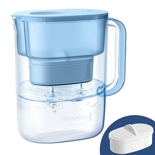 Waterdrop 200-Gallon Long-Life Lucid 10-Cup Water Filter Pitcher, NSF Certified, 5X Times Lifetime, Reduces Fluoride, Chlorine and More, BPA Free, Blue, List Price is $29.99, Now Only $16.05