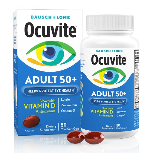 Bausch & Lomb Ocuvite Adult 50+ Eye Vitamin & Mineral Softgels,, Contains Zinc, Vitamins C, E, Omega 3, Lutein, & Zeaxanthin,  50 Count Only $8.17