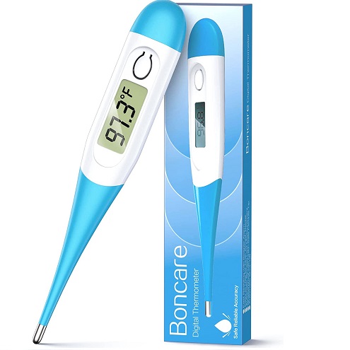 Boncare Thermometer for Adults, Digital Oral Thermometer for Fever with 10 Seconds Fast Reading (Light Blue) Now Only $7.49