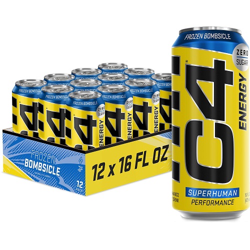 C4 Energy Drink 16oz (Pack of 12) - Frozen Bombsicle - Sugar Free Pre Workout Performance Drink with No Artificial Colors or Dyes Frozen Bombsicle 16 Fl Oz (Pack of 12),  Only $14.78