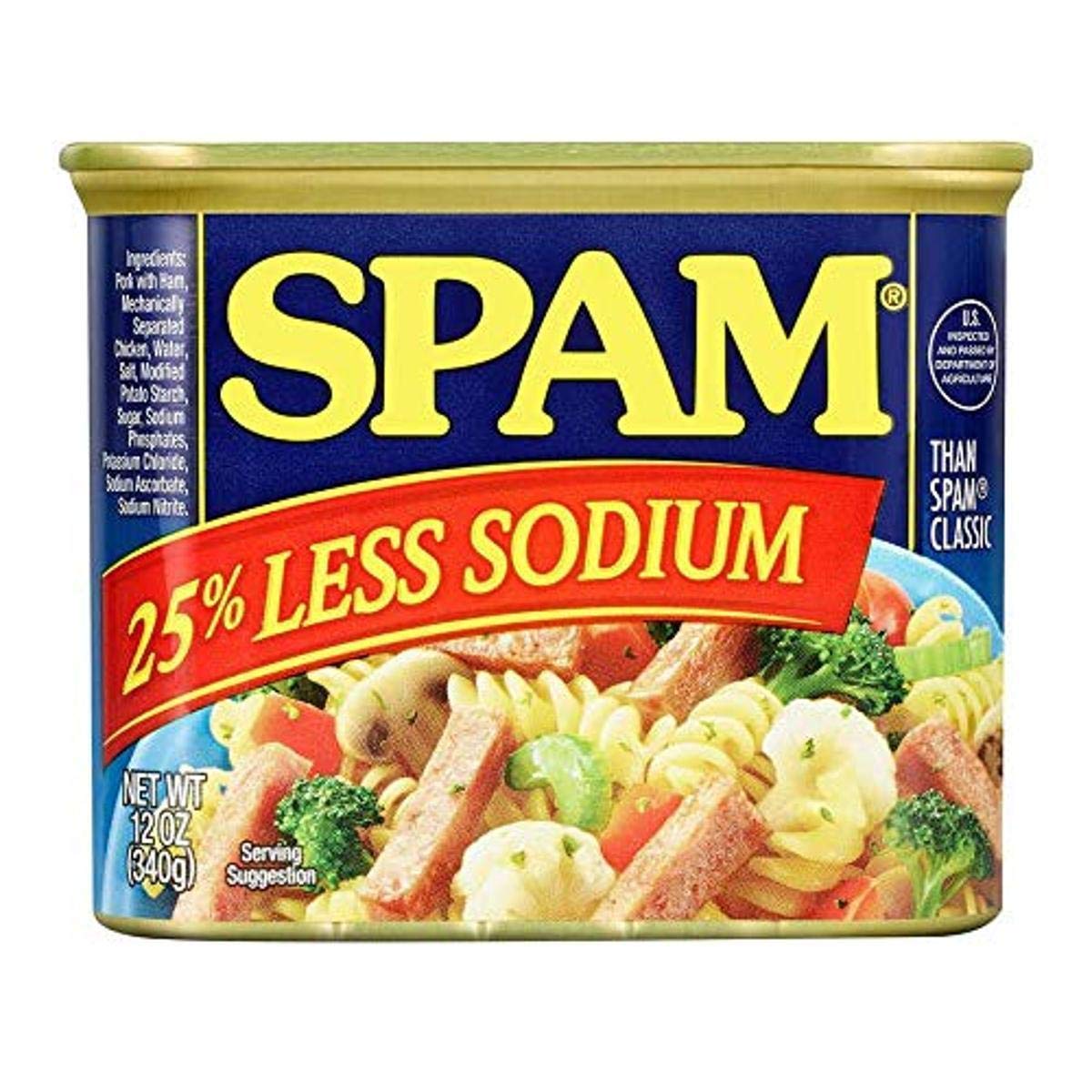 SPAM Less Sodium, 12 Oz (Pack Of 12) Less Sodium 12 Ounce (Pack of 12), Now Only $32.97