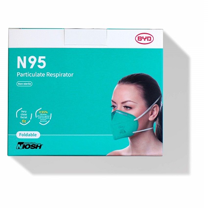 BYD CARE N95 Respirator, 20 Pack with Individual Wrap, Breathable & Comfortable Foldable Safety Mask with Head Strap for Tight Fit, Now Only $9.99