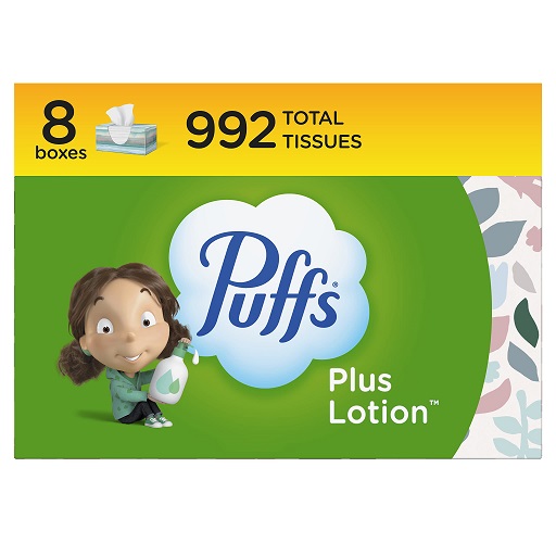 Puffs Plus Lotion面巾纸，124 张/盒，共8盒，原价$17.91，现仅售$12.82 ，免运费。购3减$10