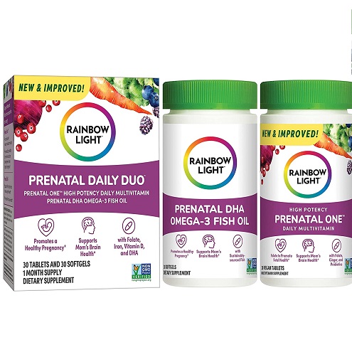 Rainbow Light, Prenatal and Posnatal, Prenatal One Mulitvitamin and Prenatal DHA, 30 Tablets and 30 Softgels, only $12.64