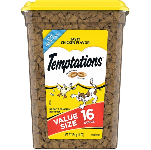 TEMPTATIONS Classic Crunchy and Soft Cat Treats Tasty Chicken Flavor, 16 oz. Tub, only $5.58