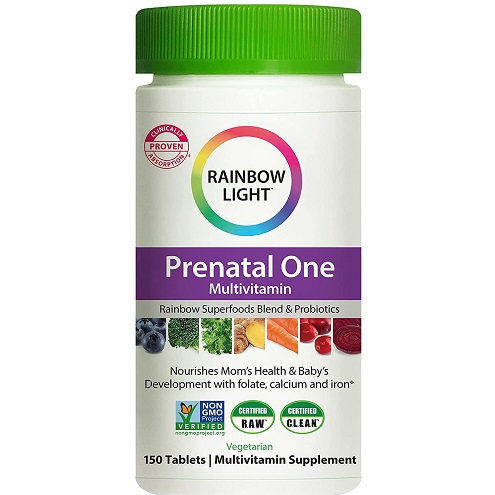 Rainbow Light Prenatal One High Potency Daily Multivitamin with Folate, Ginger and Probiotics; Supports Mom and Baby from Conception to Nursing; Vegan, 150 Tablets,, only $16.71