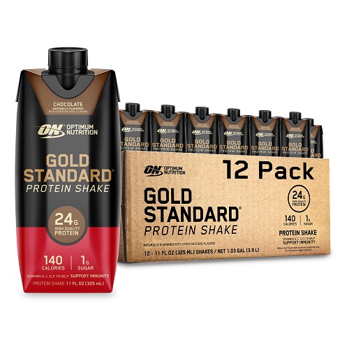 Optimum Nutrition Gold Standard Protein Shake, 24g Protein, Ready to Drink Protein Shake, Gluten Free, Vitamin C for Immune Support, Chocolate, 11 Fl Oz, 12 Count Shake, Now Only $13.64