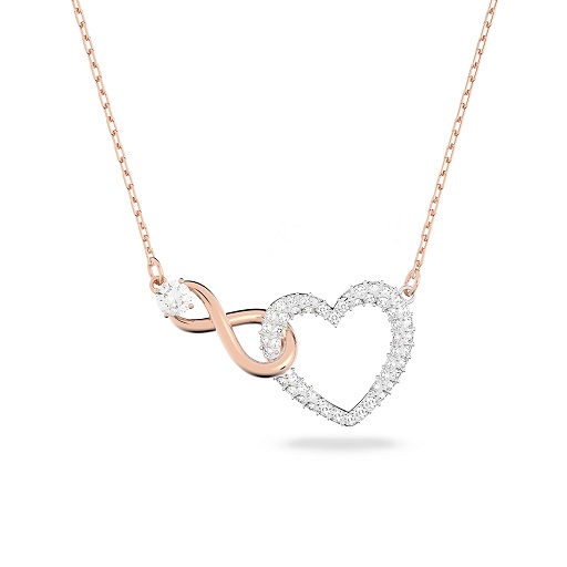 SWAROVSKI Infinity Heart Jewelry Collection, Rose Gold & Rhodium Tone Finish, Clear Crystals Pendant Necklace, List Price is $145, Now Only $97.90, You Save $48.38