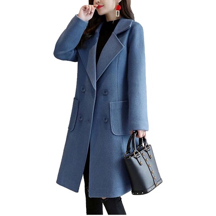 Bankeng Women Winter Wool Blend Camel Mid-Long Coat Notch Double-Breasted Lapel Jacket Outwear, List Price is $99.99, Now Only $47.02, You Save $52.97