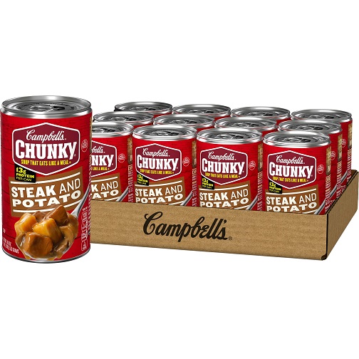Campbell's 大块牛排和土豆汤罐头，18.8 oz/罐，共12罐，现点击coupon后仅售$19.80，免运费！
