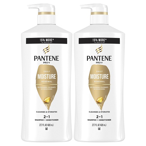 Pantene 2-in-1 Shampoo and Conditioner Twin Pack with Hair Treatment Set, Daily Moisture Renewal for Dry Hair, Safe for Color-Treated Hair (Set of 3) NEW Version, List Price is $17.99, Now Only $15.14