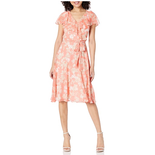 Tommy Hilfiger Women's Floral Capelet Surplice Midi Dress, List Price is $129, Now Only $38.7, You Save $90.3