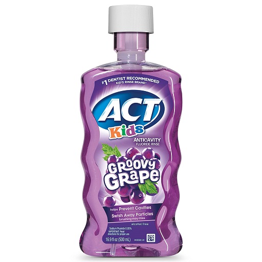 ACT Kids Anticavity Fluoride Rinse Groovy Grape 16.9 fl. oz. Accurate Dosing Cup, Alcohol Free, Now Only $4.26