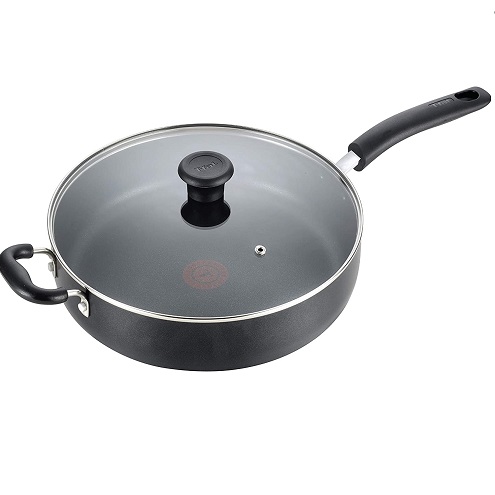 T-fal B36290 Specialty Nonstick Dishwasher Safe Oven Safe Jumbo Cooker Saute Pan with Glass Lid Cookware, 5-Quart, Black, only $22.97