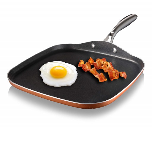 Gotham Steel Copper Cast Non-Stick Aluminum Griddle Pan / Stovetop Flat Grill with Ultra Durable Scratch Resistant Cast Texture Coating, Stay Cool Stainless-Steel Handle, Oven  Only $16.95