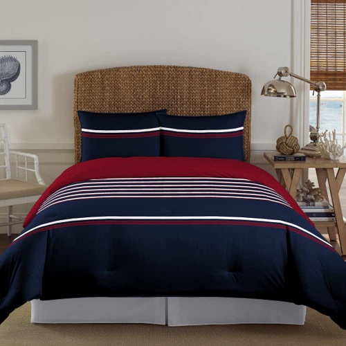 Nautica Duvet Cover Set Cotton Reversible Bedding with Matching Shams, Medium Weight for All Seasons, Queen, Red/White/Navy, List Price is $68.86, Now Only $55.95, You Save $12.91