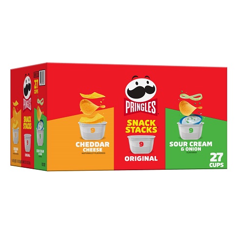 Pringles Potato Crisps Chips, Lunch Snacks, Office and Kids Snacks, Snack Stacks, Variety Pack, 19.3oz Box (27 Cups) 3 Flavors, Now Only $12.23