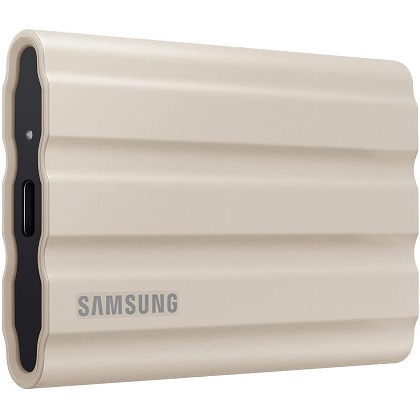 SAMSUNG T7 Shield 2TB, Portable SSD, up to 1050MB/s, USB 3.2 Gen2, Rugged, IP65 Rated, for Photographers, Content Creators and Gaming, ‎(MU-PE2T0K/AM, 2022), Beige, only $129.99