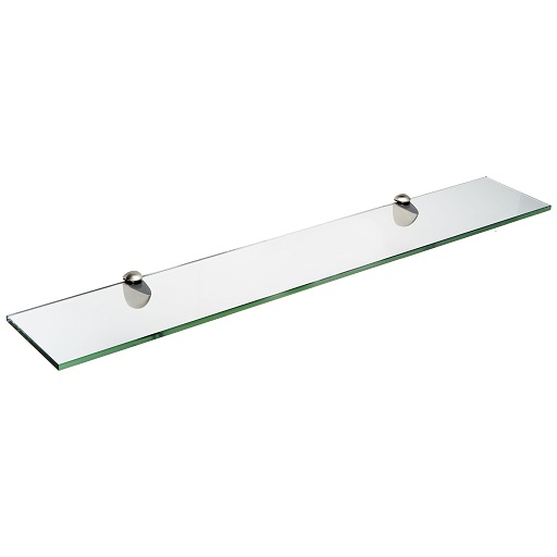 Spancraft Glass Peacock Glass Shelf, Brushed Steel, 8 x 18 Brushed Steel 8