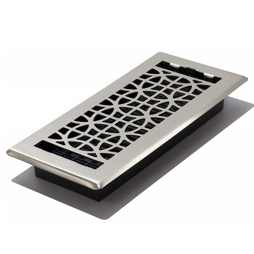 Decor Grates ECH410-NKL Eclipse Plated Floor Register, 4-Inch by 10-Inch, Nickel Brushed Nickel 4x10 Inches, Now Only $10.26