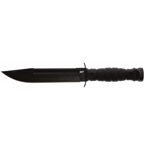 Smith & Wesson M&P Special Ops High Carbon S.S. Full Tang Fixed Blade Survival Knife with Clip Point, Rubberized Handle, Sawback and Pommel for Outdoor and Tactical, Now Only $23.90