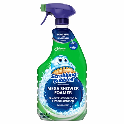 Scrubbing Bubbles Mega Shower Foamer Disinfecting Spray, Multi-Surface Bathroom and Tile Cleaner Grime Fighter, Removes 100% Soap Scum, Rainshower Scent, 32 oz, List Price is $6.61, Now Only $3.66