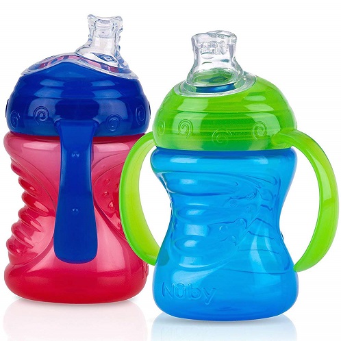 Nuby 2-Pack No-Spill Super Spout Grip N' Sip Cup, Red and Blue 1 Pack - Red and Blue, List Price is $9.99, Now Only $5.98, You Save $4.01