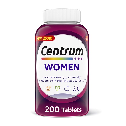 Centrum Multivitamin for Women, Multivitamin/Multimineral Supplement with Iron, Vitamin D3, B Vitamins and Antioxidant Vitamins C and E, Gluten Free, Non-GMO Ingredients - 200 Count  Only $11.92