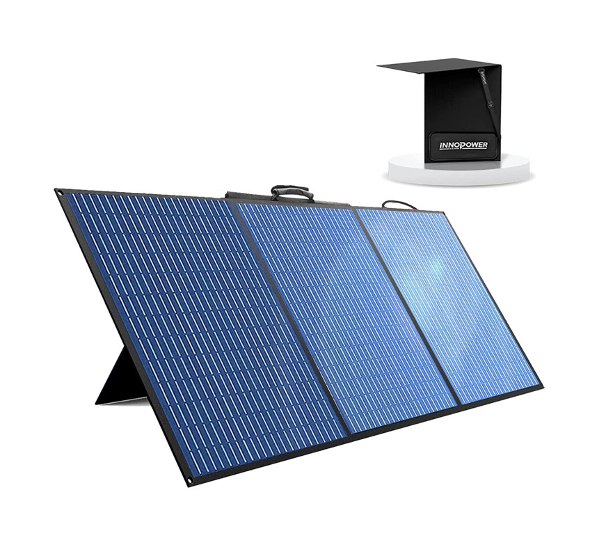 Innopower S100 2 in 1 Solar Panel Table, 100W Portable Solar Panel for Power Station with 20-70°Adjustable Kickstand, 15KG Bearing Foldable Splicable Solar Panel Table for Camping RVs or Backyard Use
