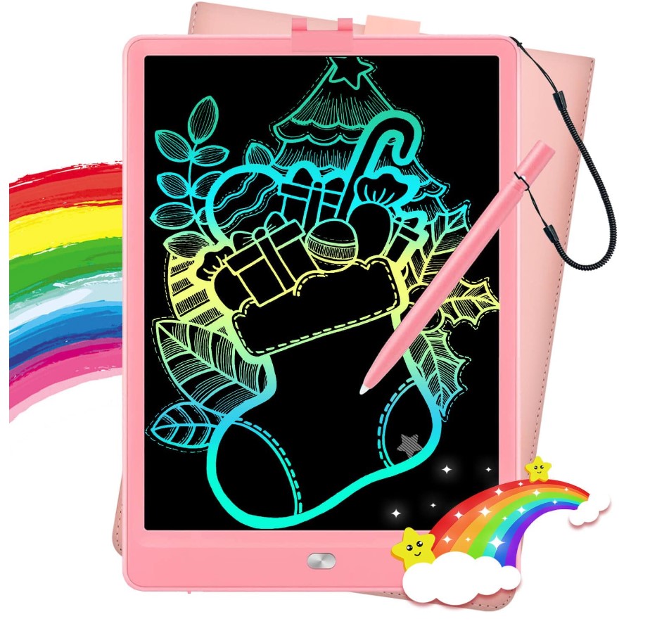LCD Writing Tablet for Kids - Youasic Drawing Tablet Doodle Board 10inch Colorful Toddler Drawing Pad Learning Toys Gift for Kids 3 4 5 6 7 8 Year Old Girls Boys (Pink)
