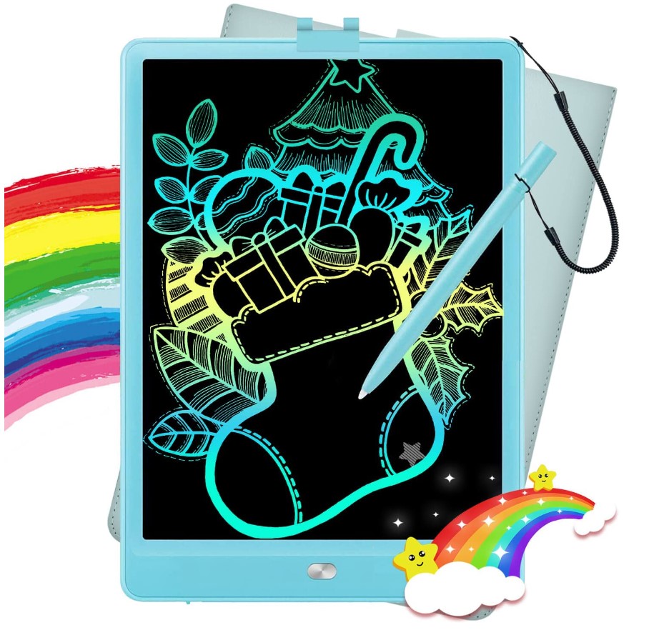 LCD Writing Tablet for Kids - Youasic Drawing Tablet Doodle Board 10inch Colorful Toddler Drawing Pad Learning Toys Gift for Kids 3 4 5 6 7 8 Year Old Girls Boys (Blue)