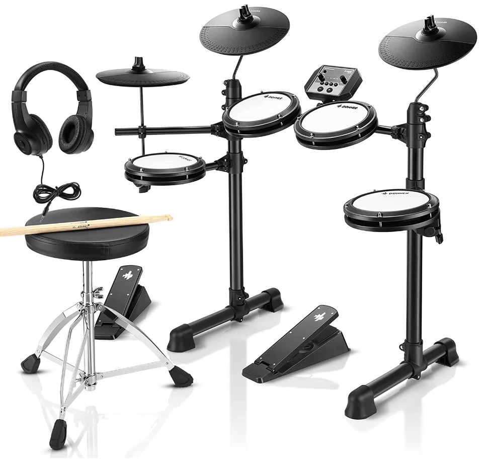 Donner DED-80 Electronic Drum Sets, Electric Drum Kits for Beginner kids with 180 Sounds,Drum sets with Drum Throne, Sticks Headphone, 40 Melodics Lessons/Birthday Day Gifts Music