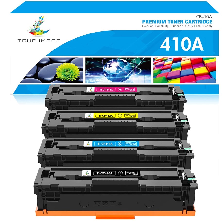 TRUE IMAGE Compatible Toner Cartridge Replacement for HP 410A 410X CF410A CF411A CF412A CF413A Color Pro MFP M477fnw M477fdw M477fdn M452dn M452nw M477 Printer (Black Cyan Yellow Magenta, 4-Pack)