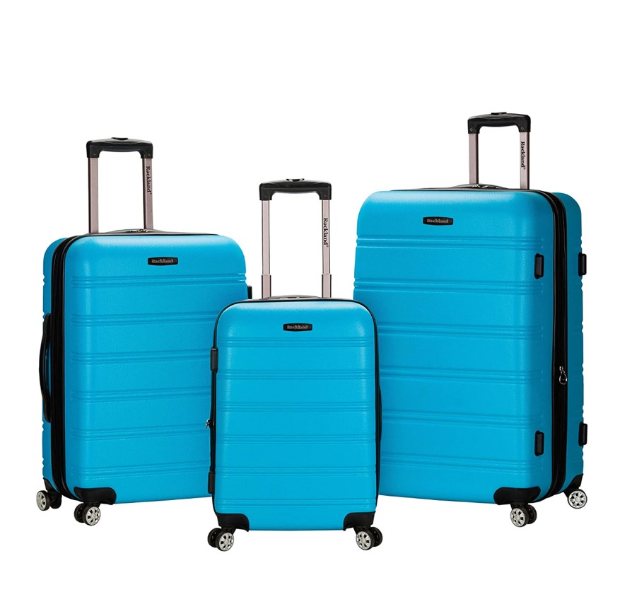 Rockland Melbourne Hardside Expandable Spinner Wheel Luggage, Turquoise, 3-Piece Set (20/24/28)