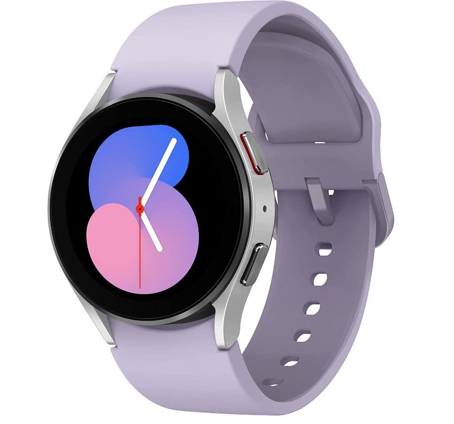 SAMSUNG Galaxy Watch 5 40mm Bluetooth Smartwatch w/ Body, Health, Fitness and Sleep Tracker, Improved Battery, Sapphire Crystal Glass, Enhanced GPS Tracking, US Version, Silver Bezel w/ Purple Band