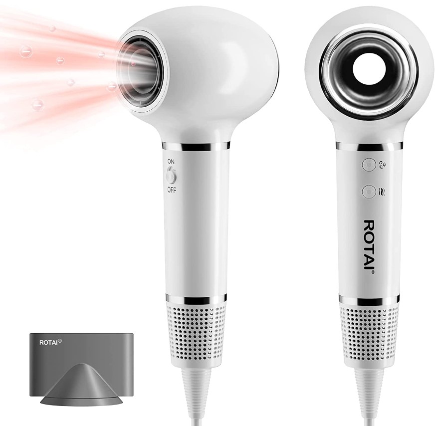 ROTAI Hair Dryer Brushless with 110, 000 RPM, High-Speed Fast Drying, 200 Millions Negative Ions to Smooth Hair and Different Types, Smart Thermal Control with Magnetic Nozzle