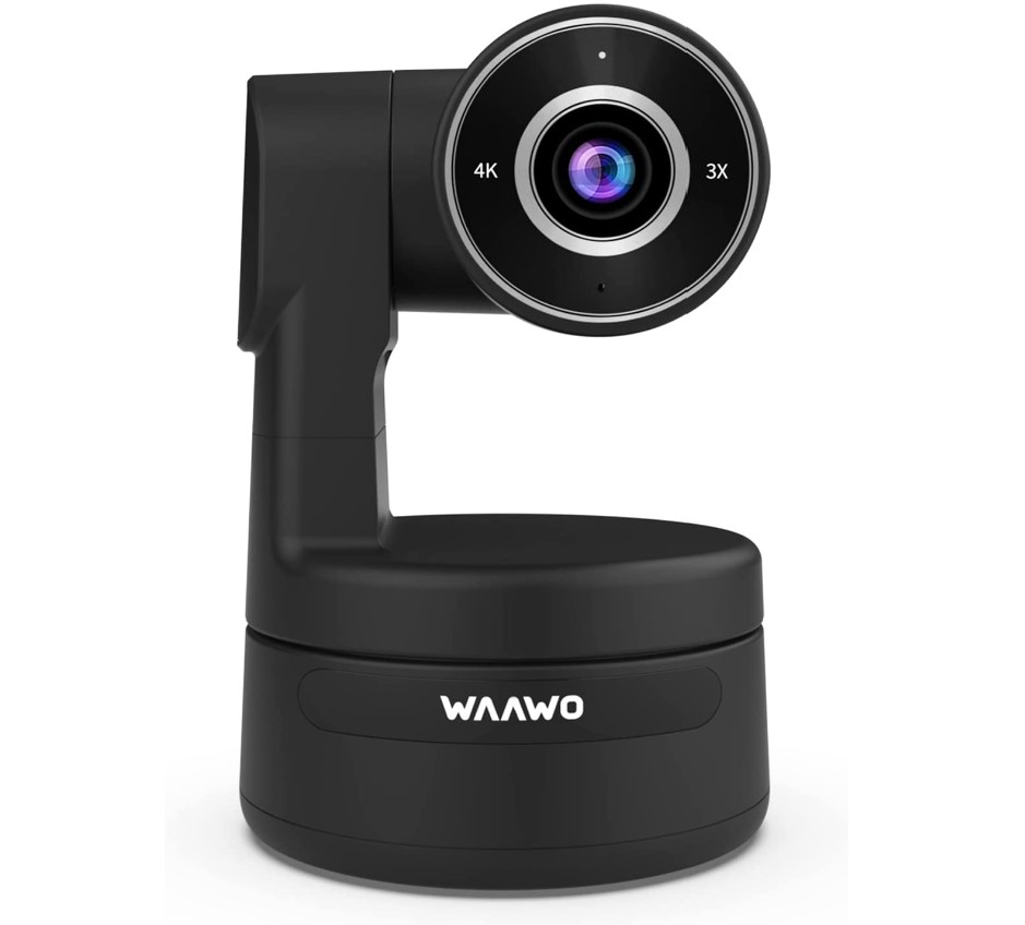 WAAWO 4K PTZ Webcam, Auto-Frame,3X Zoom in/Out, Privacy Protection,USB Camera with mic for Video Calls or Live Streaming，Works with Zoom,OBS,TikTok,YouTube,etc