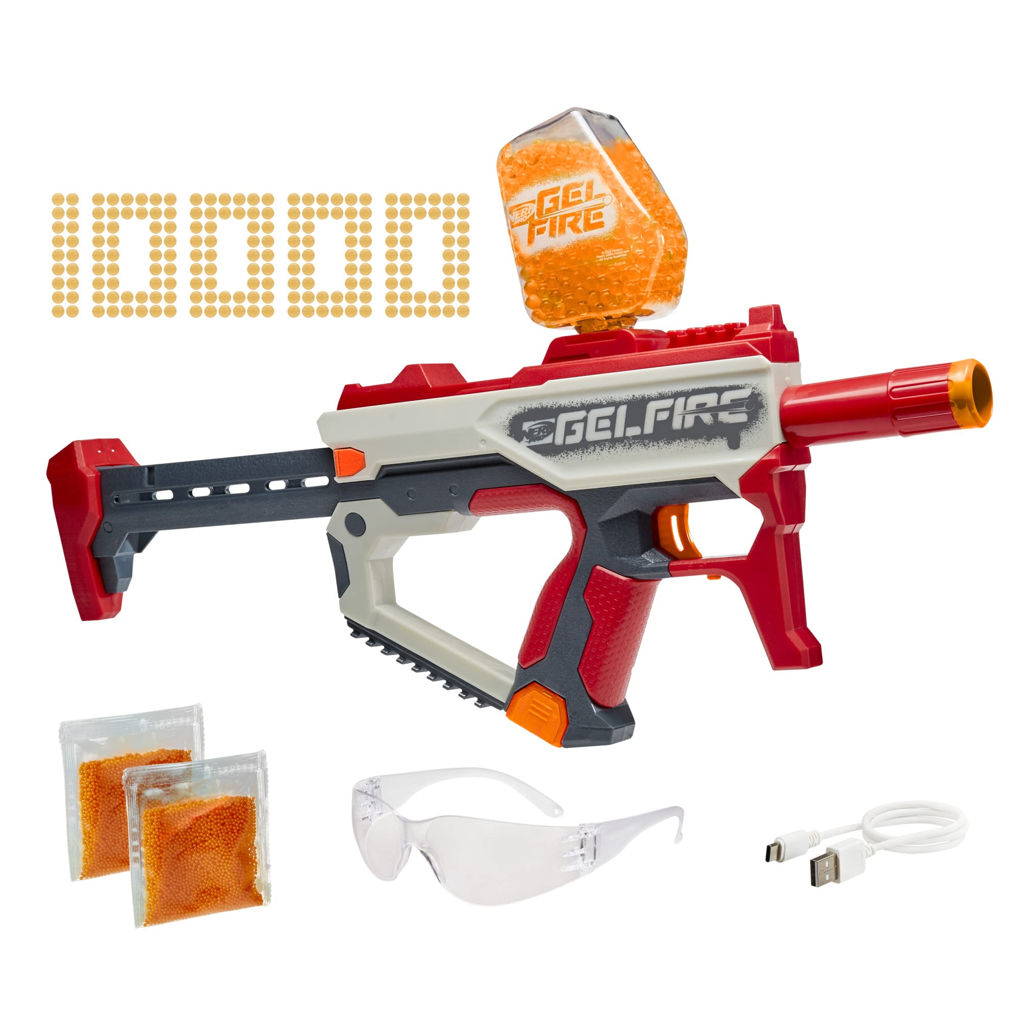 Nerf Pro Gelfire Mythic Full Auto Blaster & 10,000 Gelfire Rounds, 800 Round Hopper, Rechargeable Battery, Eyewear, Ages 14 & Up, List Price is $79.99, Now Only $34.99, You Save $45